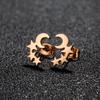 Simple Moon Star Piercing Ear Stud Earrings For Women Vintage Stainless Steel Geometric Earrings Tragus Jewelry Party Gifts