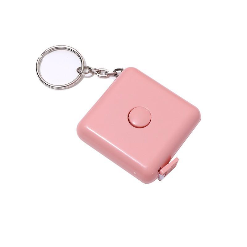 Quadratisches Schlüsselanhänger-Maßband im nordischen Stil - Automatisch, Einziehbar, Mini, Weiches Leder, Kundenspezifisches Logo