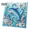 DIY Faux Pearl Painting Kit Ocean Kit, Marine Life 3D Art Coastal Wall Decor Sea Turtle Fish Picture Craft Set for Adults, Home Beach House