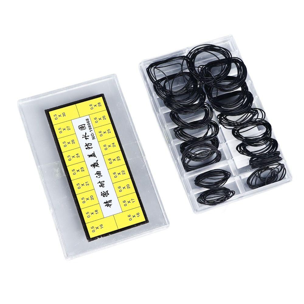 180pcs O Ring Rubber Sealing Watch Back Cover 0.5mm 0.6mm Black Color Watch Back Cover Seals Watch Repairing Tool Watch Repair