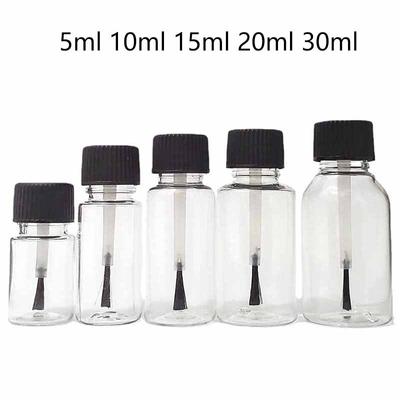 5/10 Stück 5 ml 10 ml 15 ml 20 ml 30 ml Kunststoff-Nagellackflaschen, leere Kosmetikbehälter, klare Flüssigkeitsprobenflasche mit Pinsel