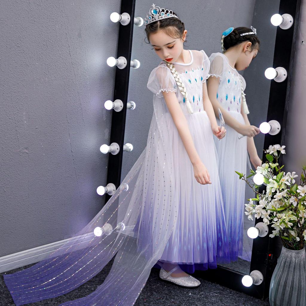 Frozen 2 Autumn Elsa Princess Dress – White Girls' Gown with Coat
