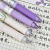 4PCS Flower Print Gel Inks Pen Retractable Gel Pen with Metal Clip Ergonomic Grip 0.5MM Tip Black Inks for Office School