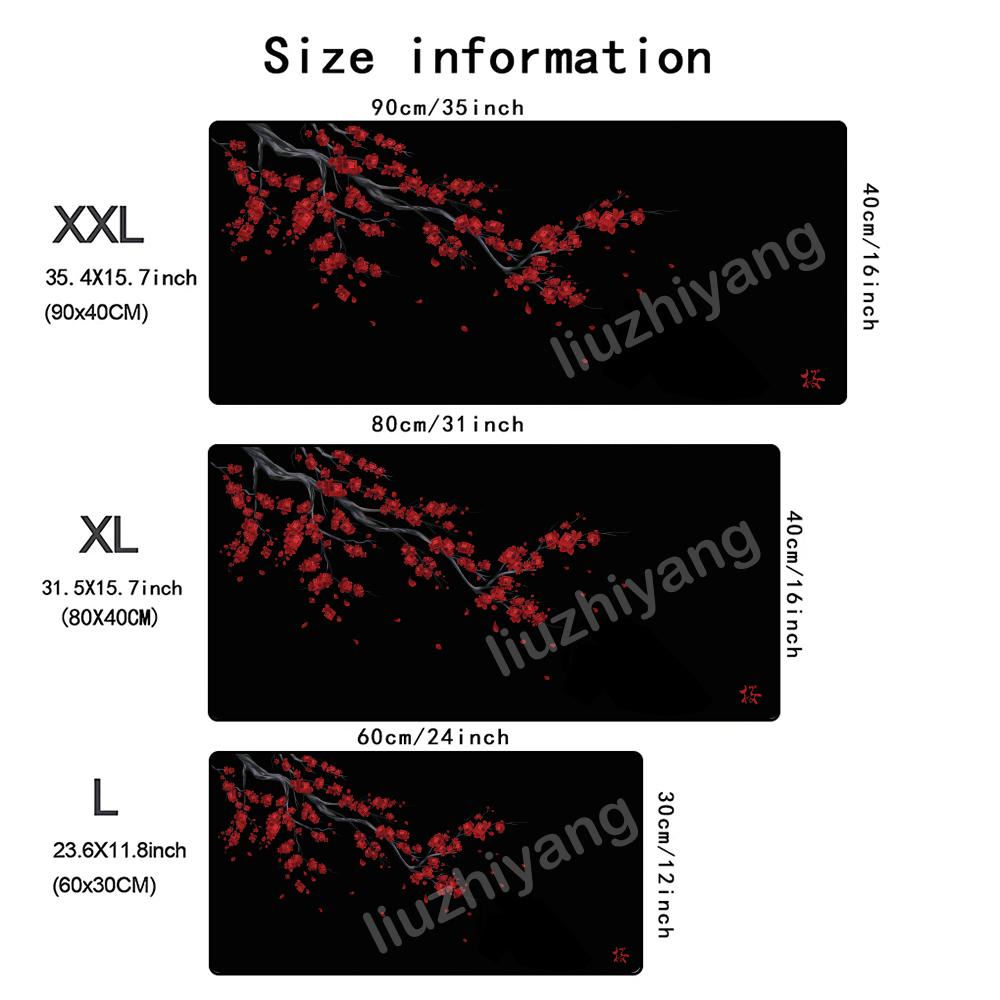 Cherry Blossoms Mouse Pad Large Computer Office Game Table Mat Rubber Antislip Stitched Edge Keyboard Mats 90x40 Xxl Desk Pads