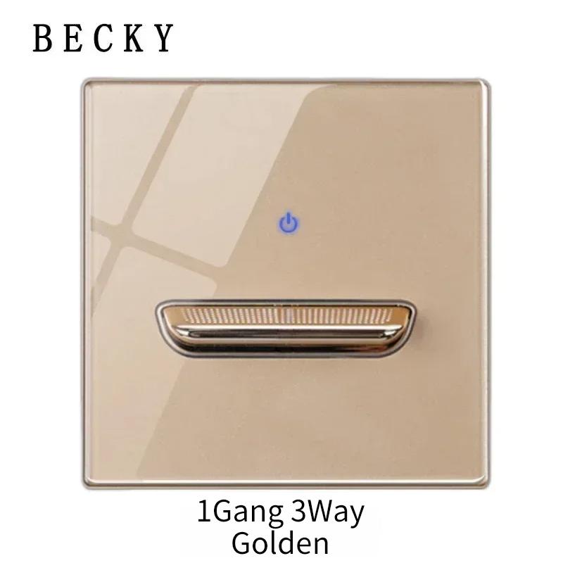 

Glass Panel Wall Middle Switch LED Retro Toggle Button Reset Light Cross Switch EU UK Standard 1Gang 3Way Staircase Switch