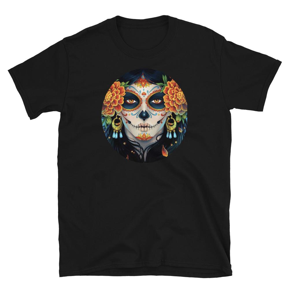 

Floral Sugar Skull, Day of the Dead, Dia de los Muertos T-Shirt 5XL різнокольоровий