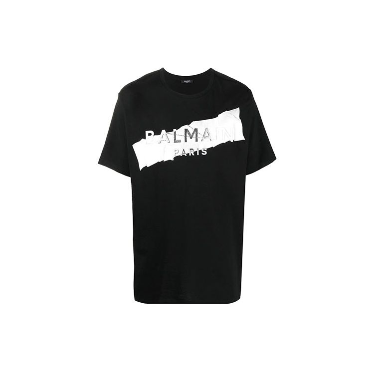 Черная мужская футболка с тисненым логотипом Balmain XH0EG010BB48-EBB XS 55230₽