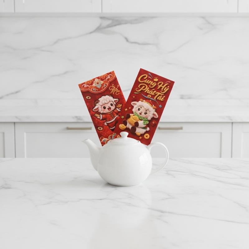 6Pcs Cute 3D Sheep Design Red Envelopes With Vibrant Vietnamese Wishes Prints Perfect For Tet Lunar New Year Holiday Gifting