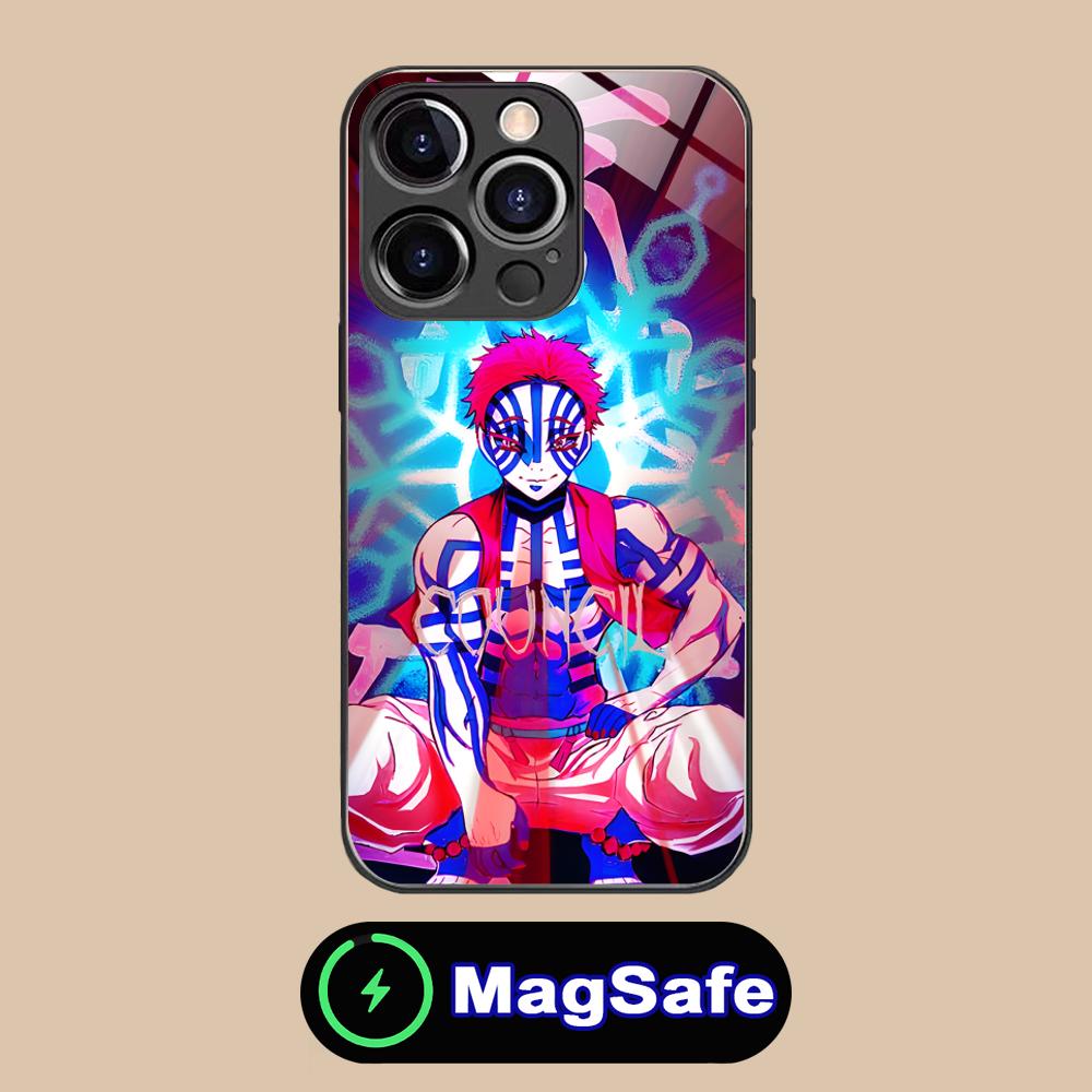 Demon Slayer Akaza Phone Case for iPhone 16 15 14 13 12 11 Pro Max Plus Mini MagSafe Glass Colour Printing Cover Smartphone