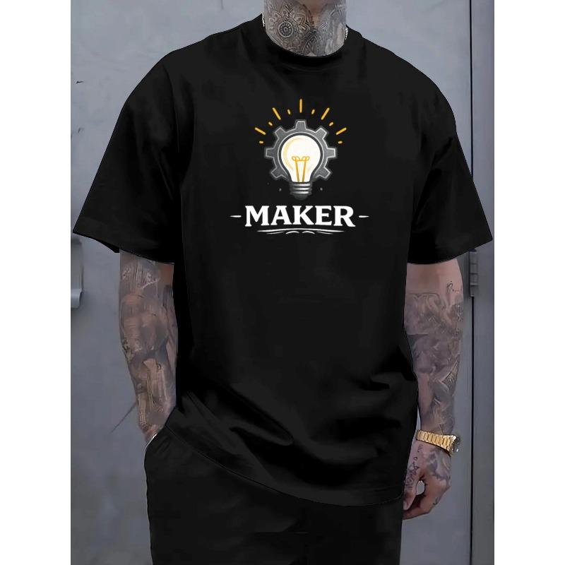 

Европейские размеры Maker Ретро-стиль Мужская футболка с принтом Maker , Летняя дышащая с коротким рукавом, Обычный крой, Повседневная, Машинная стирка S чёрный