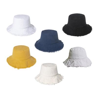 Bucket Hat for Adult Teenagers Wide Brim Foldable Soft Fisherman Hat Spring Summer Anti-uv Hat Frayed Edge Design