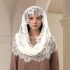 Embroidery Triangular Scarf Hollow Out Lace Shawl Hijab Women Solid Floral Handkerchief Big Size Fashion Elegant Scarf Bandana