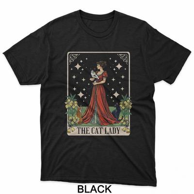 Die Katzenfrau Tarotkarte Vintage Gothic Katze Damen Katzenmama T-Shirt