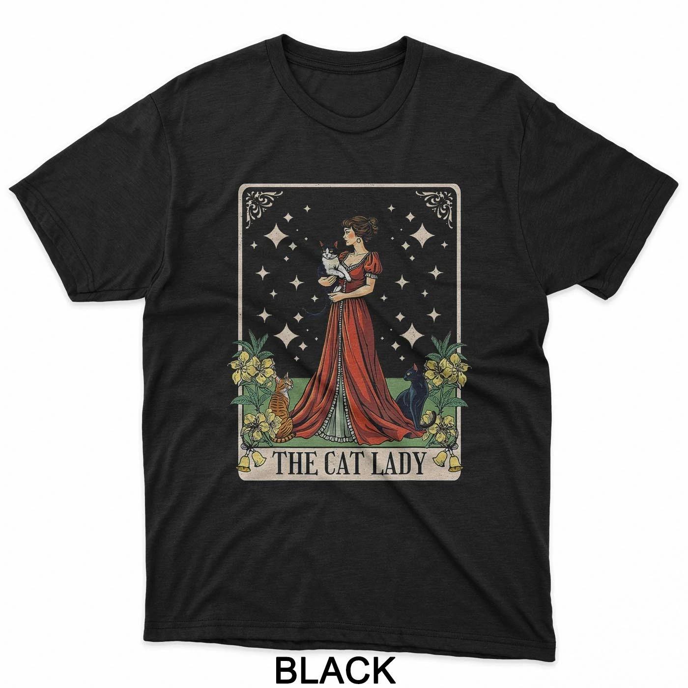 The Cat Lady Tarot Card Vintage Gothic Cat Women Cat Mom T-Shirt S