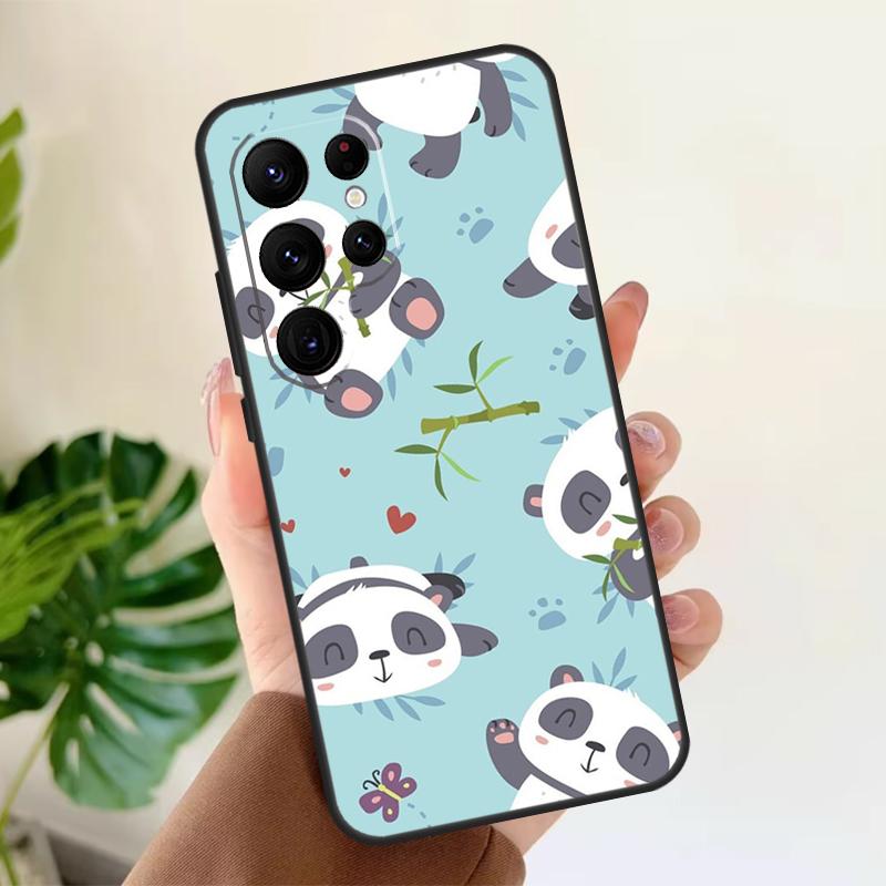 Panda Animal Soft Case For Samsung Galaxy S25 S21 S22 S23 S24 Ultra S9 S10 Plus S20 FE S24 FE Phone Cover