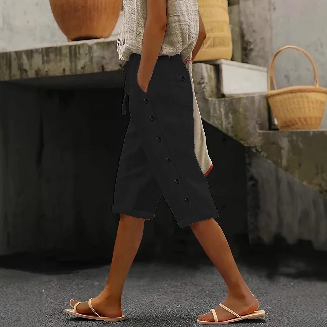 

2025 Women s Fashion: Casual Buckle Shorts - Loose, Versatile Style for Europe and America M чёрный