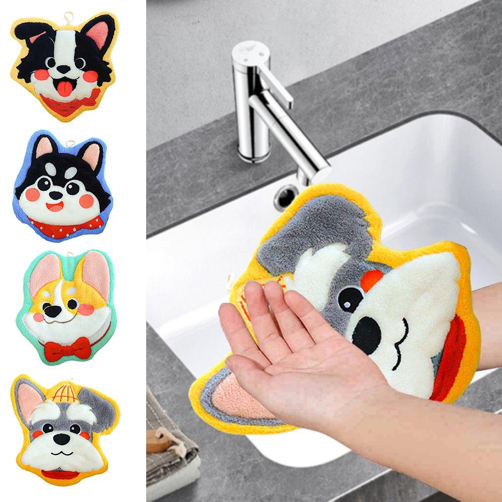 

Thickening Hand Towel Dog Shaped Kid Towel Kawaii Kitchen Handkerchief Bathroom D