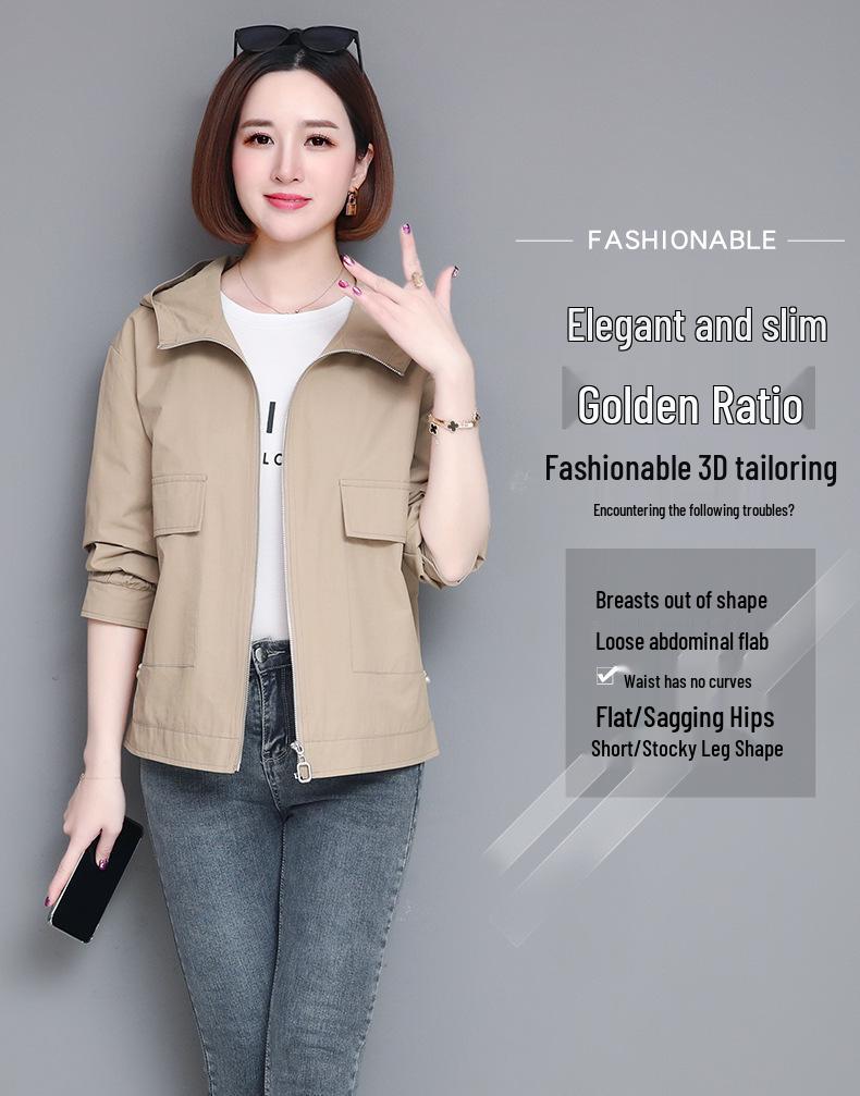 Women's Petite Hooded Trench Coat - Casual & Stylish for Spring & Autumn