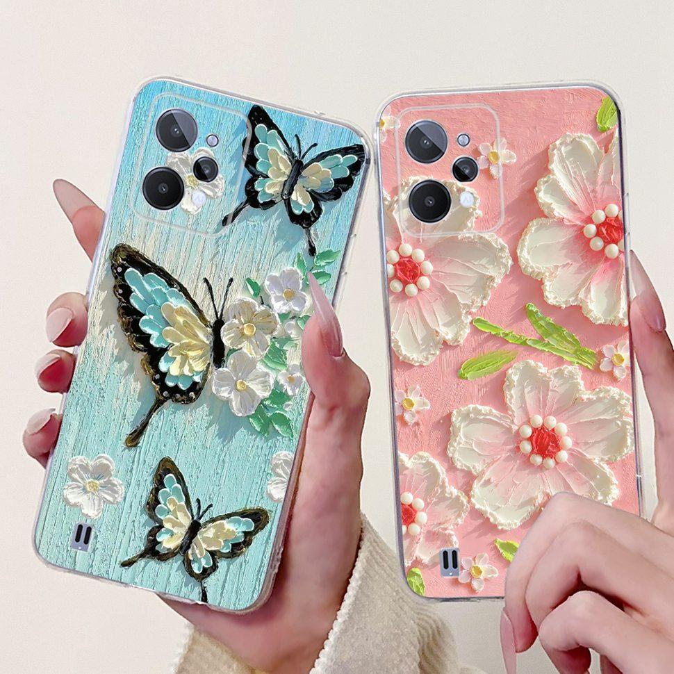 For Realme C31 Case Cute Butterfly Bear Cartoon Back Cover Phone Cases For Realme C 31 C31 4G RMX3501 RealmeC31 Soft Fundas