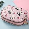Cute Cow Pattern Coin Purse for Women Card Wallet Students Double Pocket Zipper Key Bag Portable Lipstick Bank Card Bag