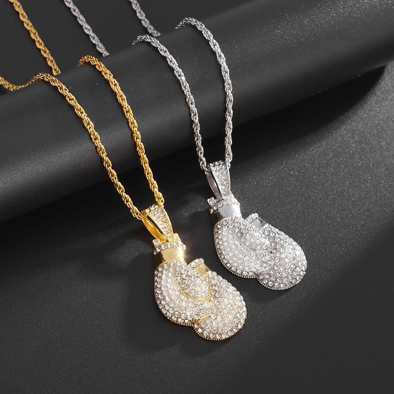 European and American Personalized Boxing Gloves Pendant Copper Inlaid Zircon Trendy People