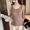 Female Ribbed Built In Bra Cami Slim Fit Plus Size Layering Top