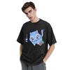 Derpy Blue Tiger Play With Pot Washed T Shirts O-Neck Oversize KPop Demon Hunters Streetwear Cotton Top Tees For Men Women