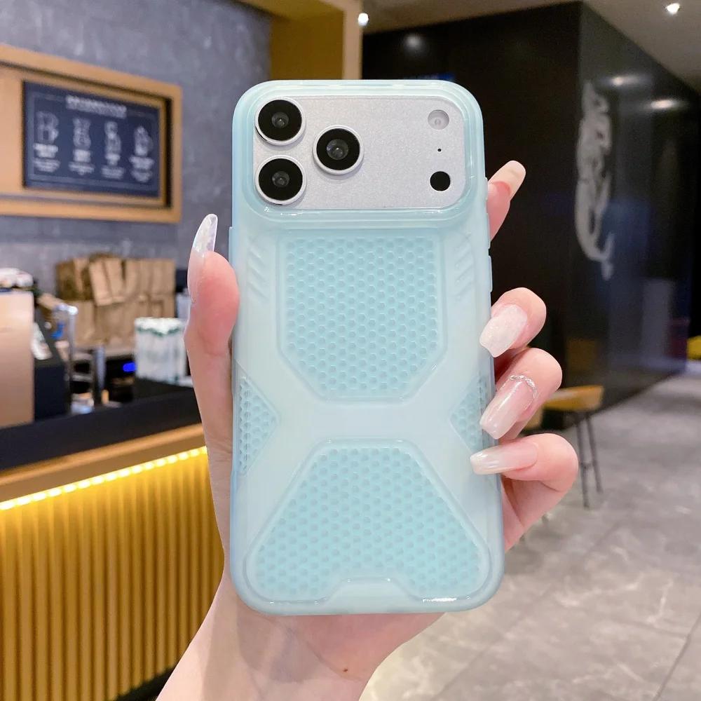 Original Candy Color Breathable Mesh Case For iPhone 17 16 15 14 13 12 11 Pro Max Heat Dissipation Cooling Shockproof Soft Cover