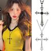 Modisches langes Kreuzketten-Halsband Dunkel Goth Punk Zirkon-Halsketten Spicy Girl Y2K Subkultur Schwarz Weiß Halsband für Frauen Geschenke