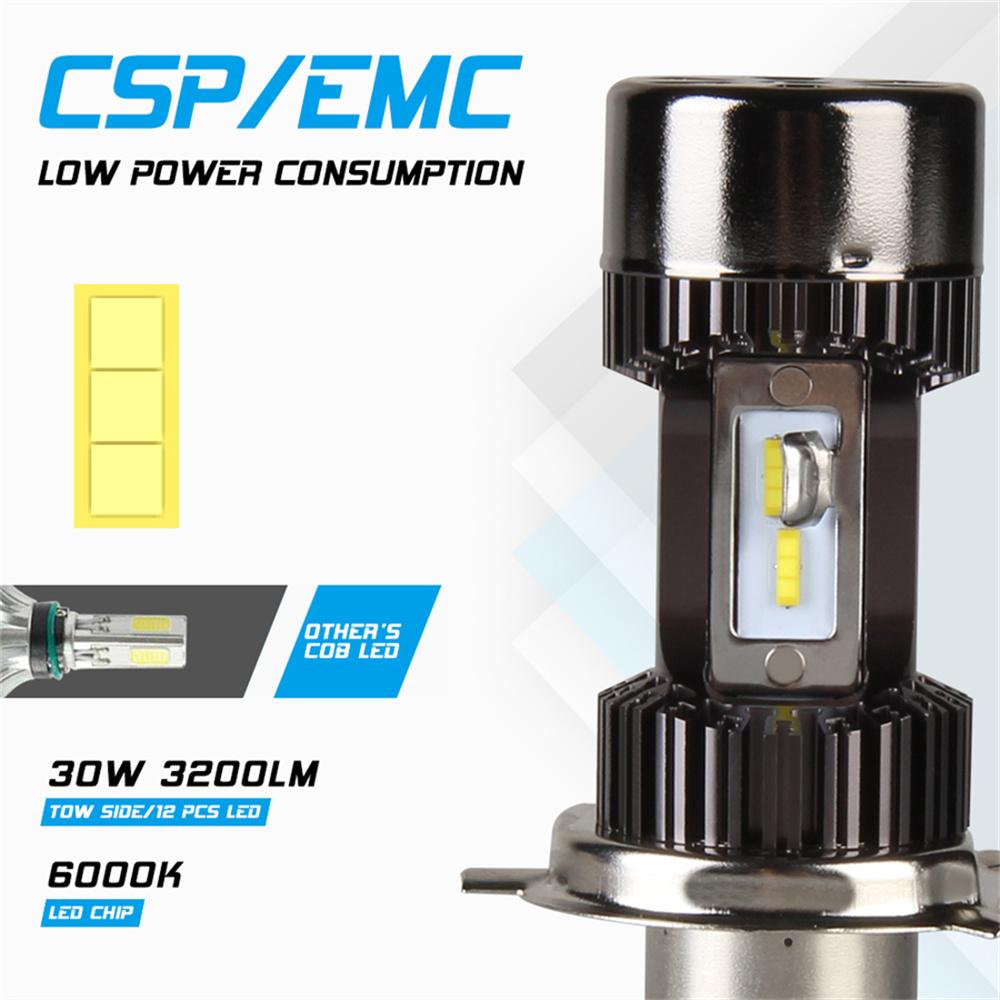 30W Motorcycle ATV H4 LED Headlight Bulb High/Low Beam Headlamp 6000K Waterproof