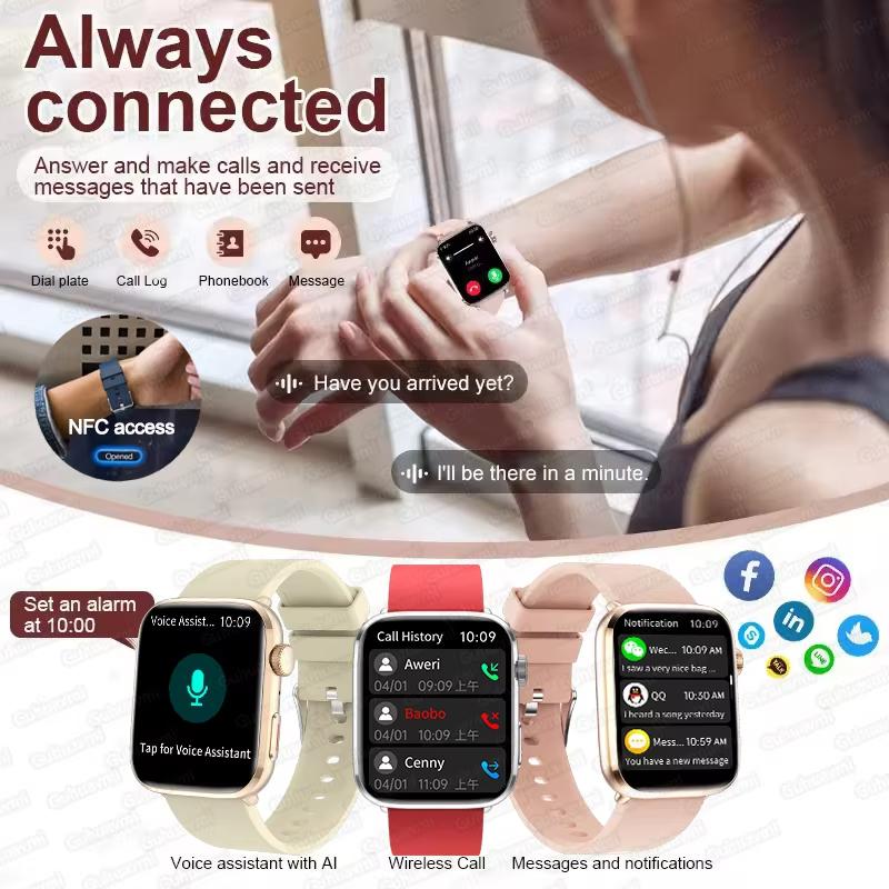 2025 Nouvelle Montre Connectée Intelligente à Diagnostic IA pour Femmes HRV+PPG Pression Artérielle Oxygène Sanguin Moniteur de Santé IP68 NFC Montres Intelligentes pour Xiaomi