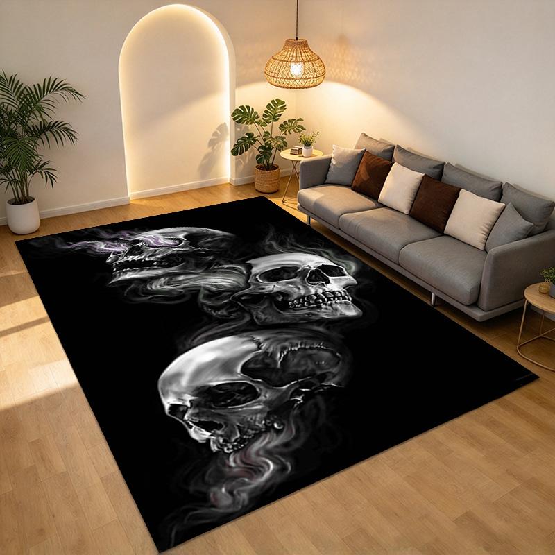 Skull Smoke Living Room Nonslip Area Rug Soft Carpet For Bedroom Game Playroom Sofa Office Home Decor Doormat Christmas Gift C9302559