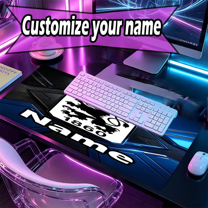 Custom Name Personalized 1860 Munchen Football Club Pattern Mousepad, Laptop PC Desk Mat, Decorative Desk Mat for Home Keyboard Pad Gift