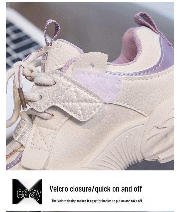 Girls' Waterproof Leather Running Shoes - Autumn/Winter Casual Mesh Sneakers