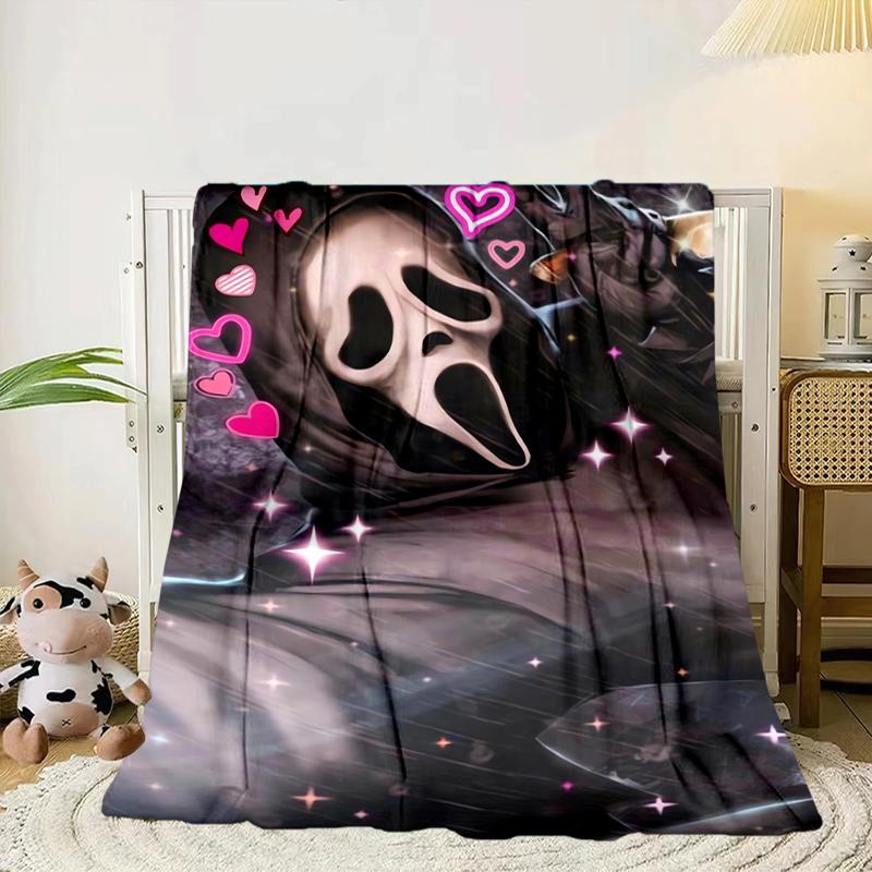 Ghostface Greetings Poster Blanket Flannel Blanket for Bed, Sofa, Camping, Hiking, Picnic Essentials, Gift for Family Fan Gifts
