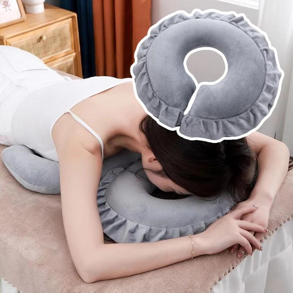 Comfortable Face Pillow Hole Design PP Cotton U-Shaped Neck Cushion Soft Facial Support Face Down Pillow Facial Care