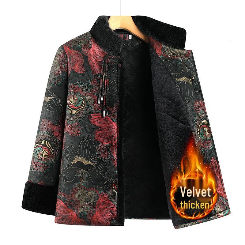 

Grandma Winter Velvet-Lined Cotton Jacket: Stylish, Warm, and Cozy for Middle-Aged and Elderly Women 4XL (for 135-150 lbs) червоний