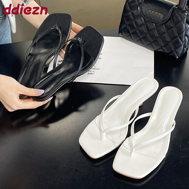 Mode Übergröße 43 Damen Dünne Absätze Hausschuhe Sommer Strand Damen Flip-Flops Mode Damen Absatz-Hausschuhe Pantoletten Sandalen Schuhe Pumps