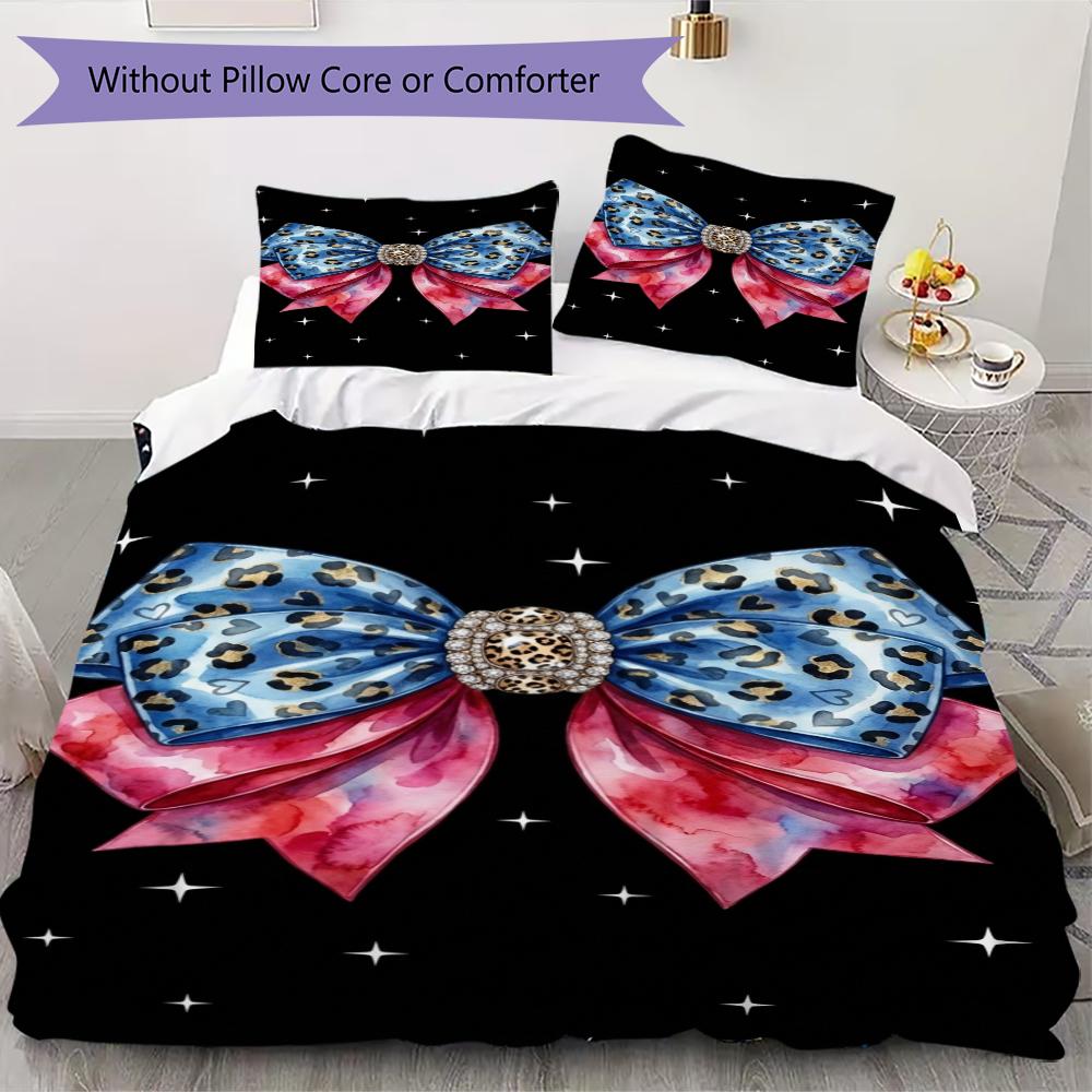 Gorgeous Bow Pattern Bedding Uilt Set Uilt Cover Pillowcase Home Decoration Birthday Gift (1 * Duvet Cover + 2 * Pillowcase Without Core)112