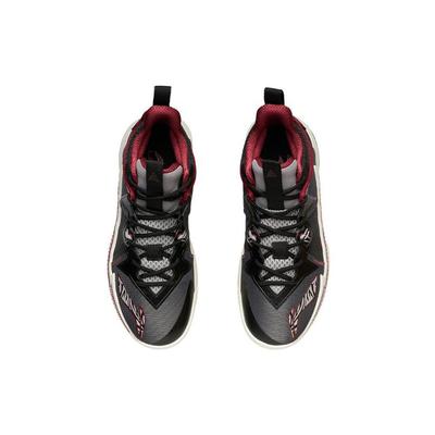 Li Ning Zhengfeng Abriebfest Rutschfest Mittelhohe Performance Basketballschuhe Herren Schwarz Rot ABAR083-1