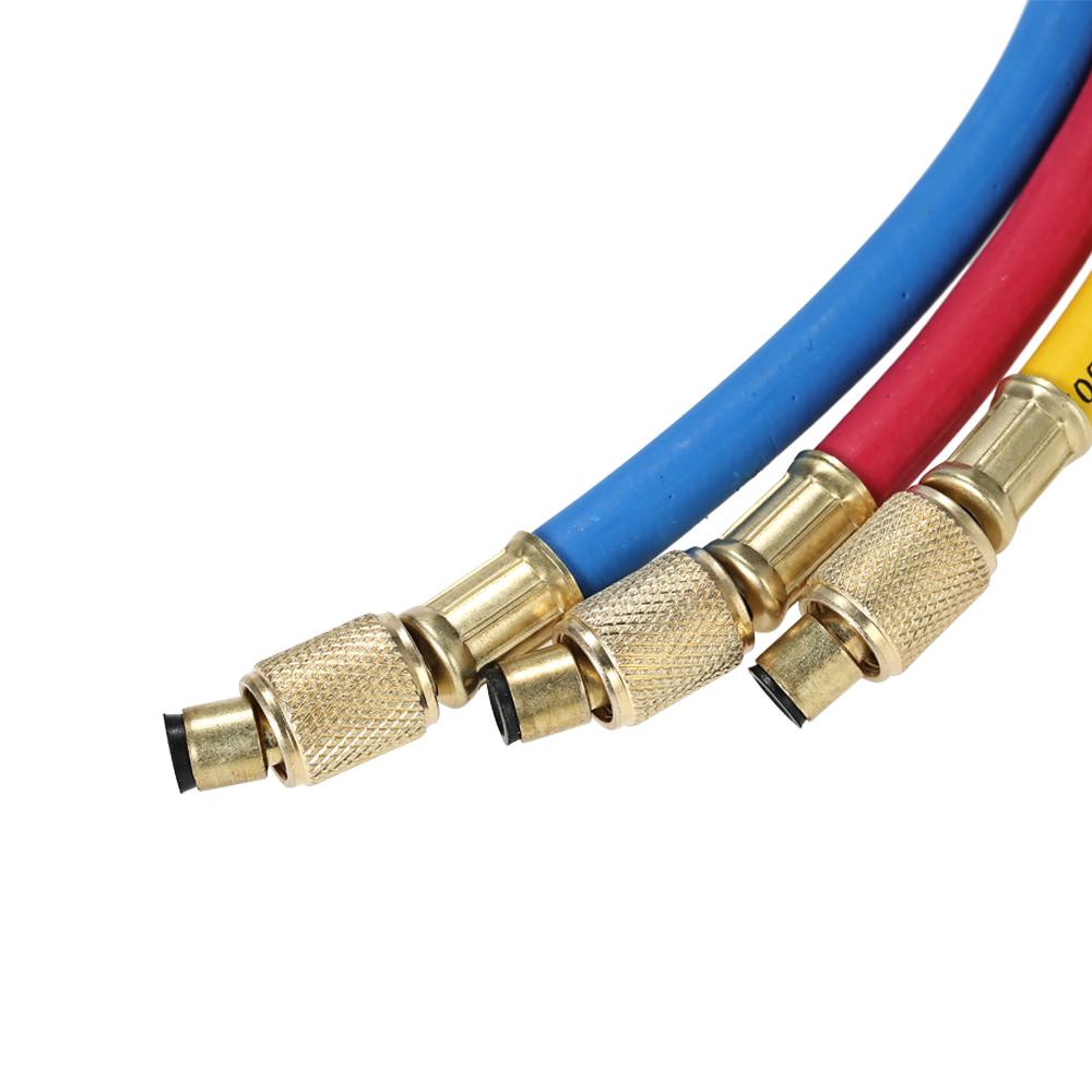 3pcs 1/4" SAE R12 R22 R502 Manifold Gauge Sets Three-color Charging Hoses