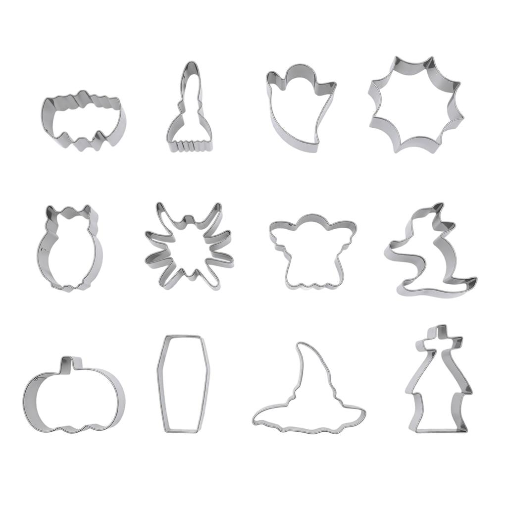 Cutters for Halloween, Stainless 12 Piece Set, Pumpkin Shapes, Baking Supplies