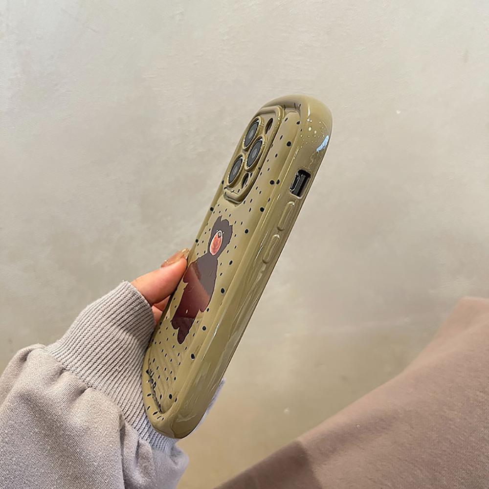 Süße Bär Cartoon stoßfeste Handytasche für Iphone 11 13 12 14 Pro Max glänzende Rückseite für Iphone 14 Plus schöne weiche Schale