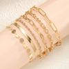 6pcs/set Exquisite Gold Color Cuban Chain Bracelets Set for Women Vintage Chic European And American Bracelet Daily Wear Jewelry