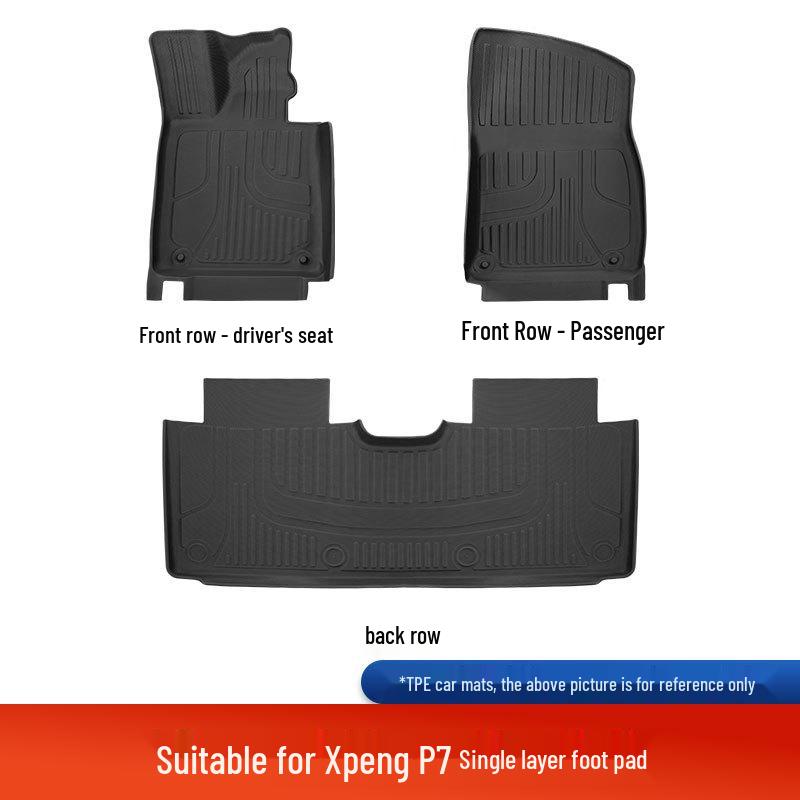 Custom Fit Double-Layer TPE Floor Mats for Xiaopeng P7, Fully Enclosed, 25 Models, Original Car Color