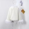 Tassel Solid Color Women Coat Faux Fur Feather Full Sleeve Female Jacket 2025 Autumn Winter Elegant Single Breasted Lady Outwear