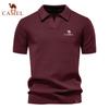 Camel Summer Embroidery Large Pineapple Pattern Woolen Polo Sweater for Men's Business, Seagull Collar, Men's Short Sleeve Sweater