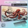 HYBXAXC Vintage Deep Sea Monster Extended Desk Mat Ocean Sea Monster Pattern Gaming MousePad Thick Lockedge Keyboard Mat