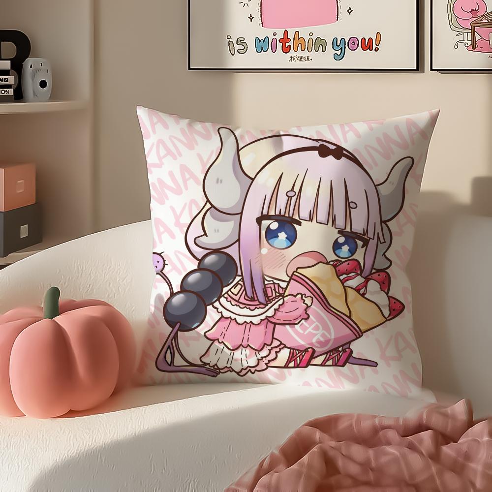 Miss Kobayashis Dragon MaidB Anime Cushion Cover Pillowcase Short Plush Invisible zipper Room Sofa Cushion Cover