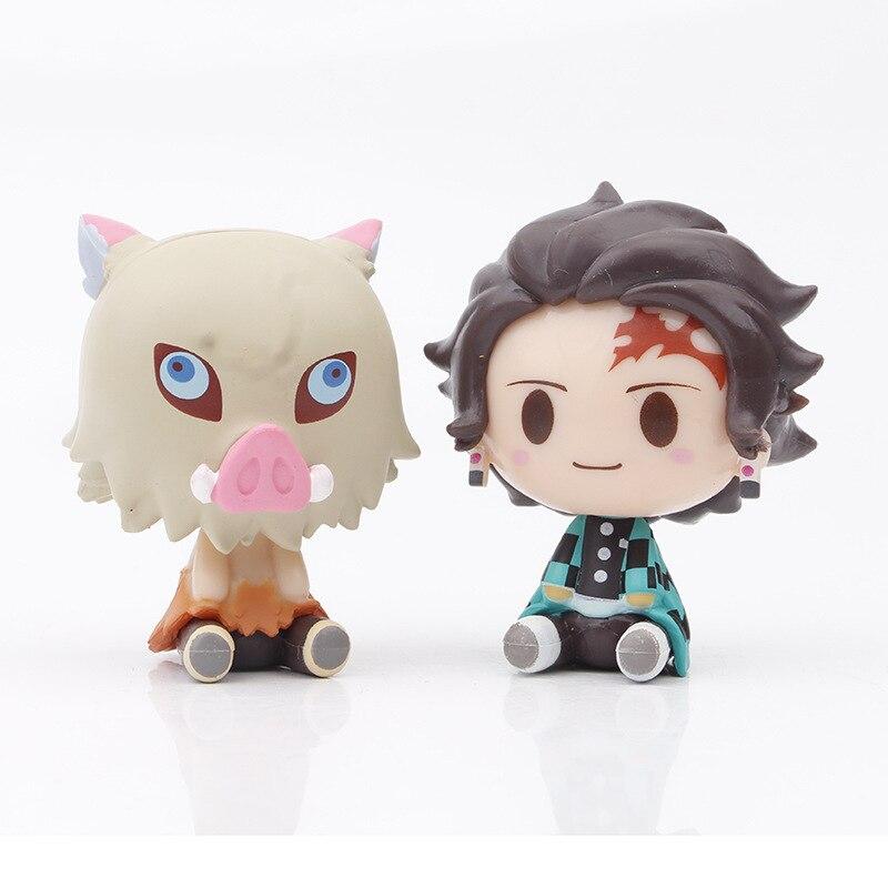 Set Demon Slayer Kamado Tanjirou  Agatsuma Zenitsu Action Figure Anime Model Pvc Statue Collectible Toy